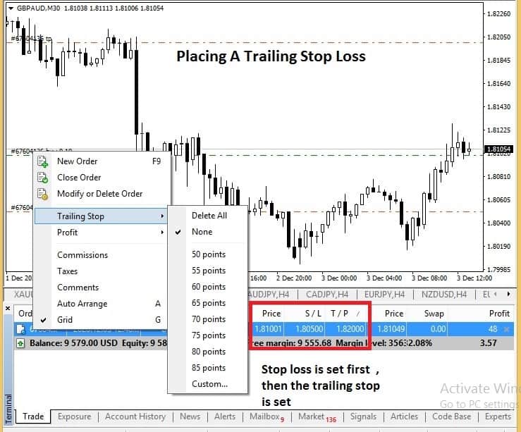 trailing stop loss MT4