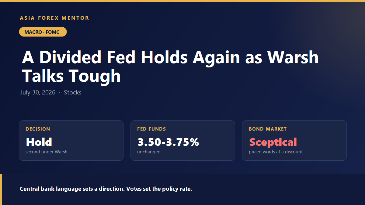 Fed holds at 3.50 to 3.75 percent a second time as the bond market discounts hawkish rhetoric