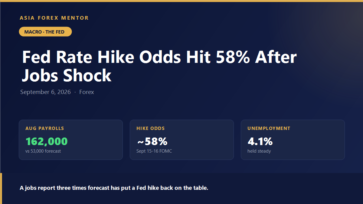 Fed rate hike odds at 58% after August payrolls of 162,000 beat a 53,000 forecast