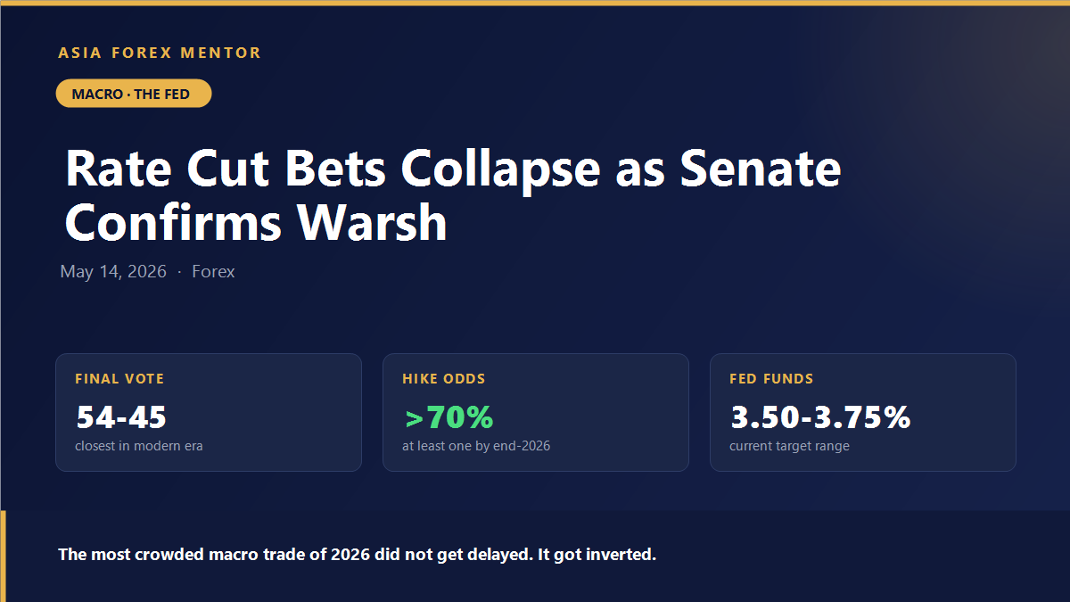 Kevin Warsh confirmed Fed Chair 54 to 45 as rate hike odds pass 70% for end 2026