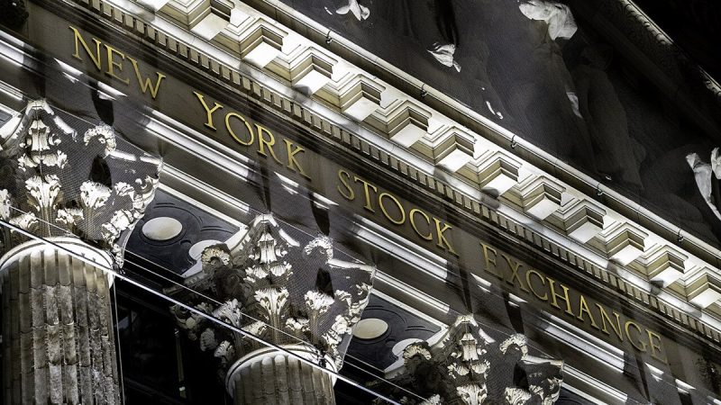 The New York Stock Exchange facade with its gold lettering