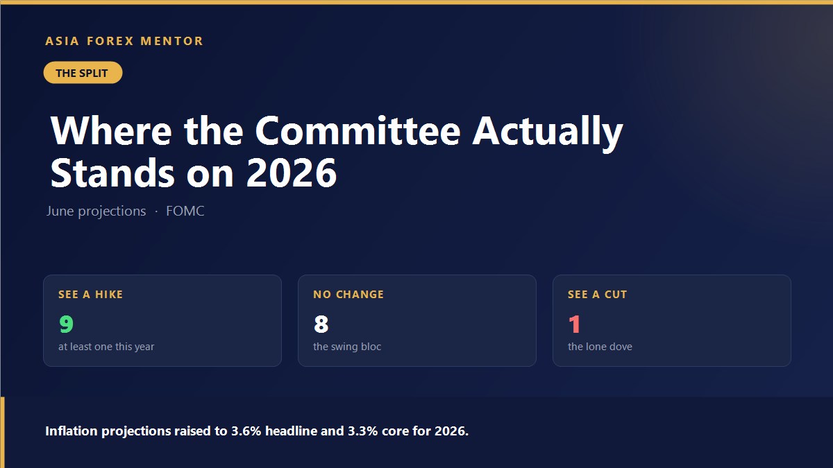 FOMC June projections split nine for a hike, eight for no change and one for a cut